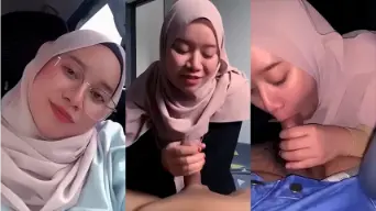 Sepongan Hijab Berkacamata Binal Mantap
